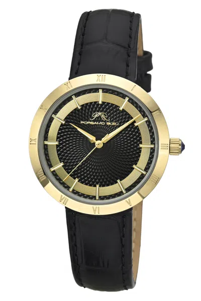 Porsamo Bleu Women's Monroe Genuine Leather Gold Tone And Black Watch 1491dmol In Blue