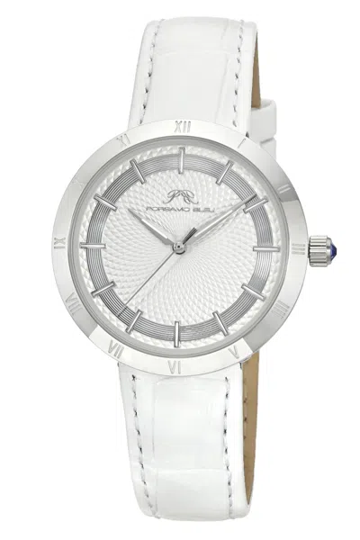 Porsamo Bleu Women's Monroe Genuine Leather Silver Tone And White Watch 1491bmol In Brown