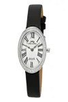 Porsamo Bleu Women's Topaz Eloise Genuine Leather Band Watch 1351aell In Black