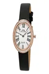 Porsamo Bleu Women's Topaz Eloise Genuine Leather Band Watch 1351cell In Black