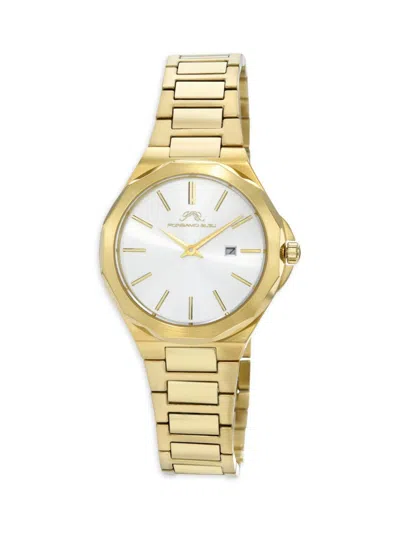Porsamo Bleu Women's Victoria 35.5mm Goldtone Stainless Steel Bracelet Watch In Sapphire