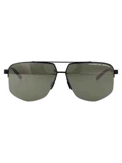 Porsche Design 172 Blck Grey Red Metal Sunglasses In Black