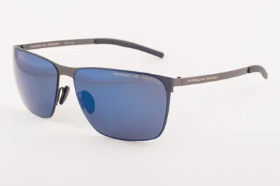 Pre-owned Porsche Design 8669 C Matte Gray / Blue Mirror Sunglasses 61mm