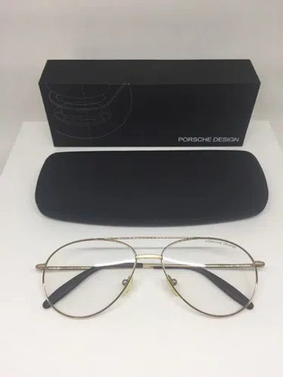 Pre-owned Porsche Design Aviator Eyeglasses P 6003 C. B Gold M. P6003 Optical 56-14mm In Clear Demo Lenses