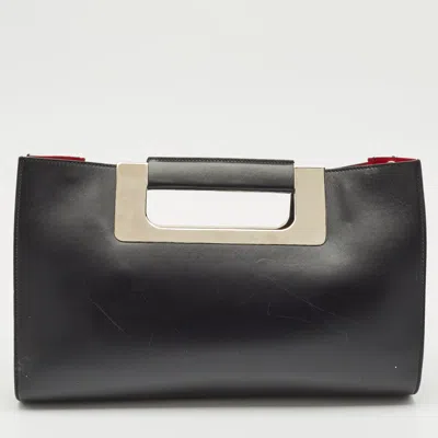 Pre-owned Porsche Design Black Leather Oversized Frame Clutch