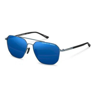Porsche Design Blue Black Metal Sunglasses