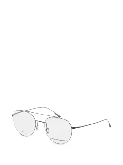 Porsche Design 더블 브리지 라운드 프레임 안경 In Silver