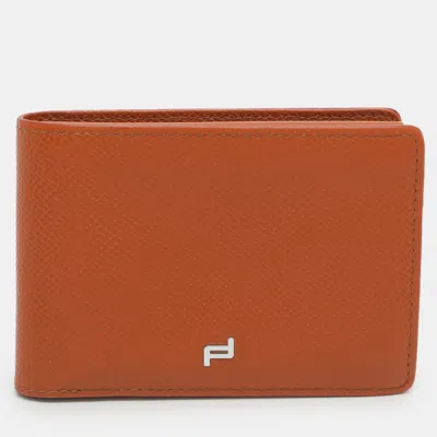 Pre-owned Porsche Design Fc3.0 H5 Tan Leather Bifold In Brown