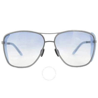 Porsche Design Grey Rectangular Unisex Sunglasses P8600 C 62 In Blue / Dark / Grey