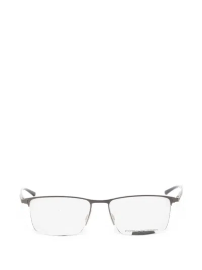 Porsche Design 직사각 반테 안경 In Metallic