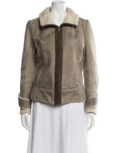 Pre-owned Porsche Design Lambskin Biker Jacket In Neutral