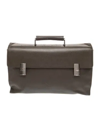 Pre-owned Porsche Design Leather Briefcase In Gray