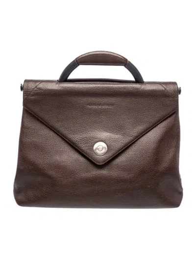 Pre-owned Porsche Design Leather Tote In Grey