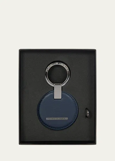 Porsche Design Men's Circle Leather Logo Keyring In Blue