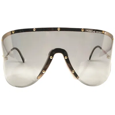 Pre-owned Porsche Design Mint  5620 Gold & Grey Vintage Shield Yoko Ono Sunglasses, 1980s In Gray