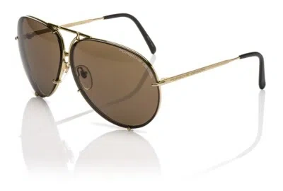 Pre-owned Porsche Design P8478 Iconic Sunglasses A - Light Gold/brown + Extra Lenses In Brown V604