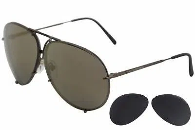 Pre-owned Porsche Design P8478 P/8478 E Copper Pilot Sunglasses 66mm W/extra Lens In Gold