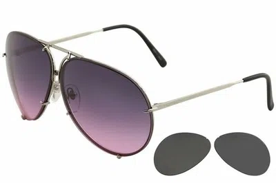 Pre-owned Porsche Design P'8478 P8478 M Gunmetal Pilot Sunglasses 66mm W/extra Lenses In Pink