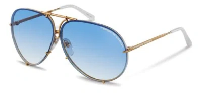 Pre-owned Porsche Design P8478 W Sunglasses In Gold White/blue Gradient&brown 69 Mm Lenses