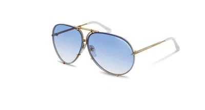 Pre-owned Porsche Design P8478 W Yellow Gold Gradient Men's Sunglasses In Blue