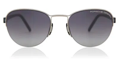 Porsche Design P8677 B Men's Sunglasses Silver Size 54 In Gray