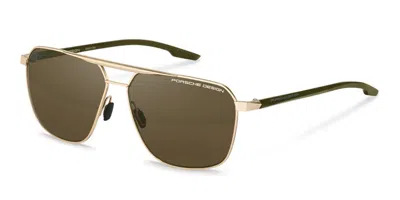 Porsche Design P8949 B604 Men's Sunglasses Gold Size 62 In Green