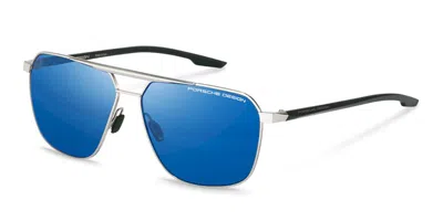 Porsche Design P8949 D775 Men's Sunglasses Silver Size 62 In Blue