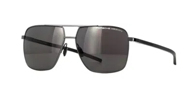 Pre-owned Porsche Design P8963 Metallic Gunmetal Grey/grey Polarized (a416) Sunglasses