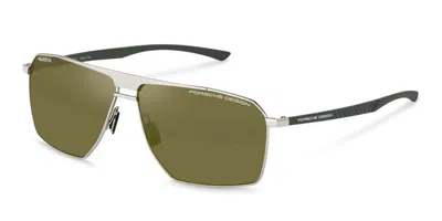 Porsche Design P8977 Polarized B417 Occhiali Da Sole Argentati Per Uomo In Metallic