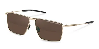 Porsche Design P8987 Polarized C442 Occhiali Da Sole Oro Per Uomo In Black