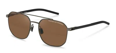 Porsche Design P8988 B402 Men's Sunglasses Grey Size 56 In Brown