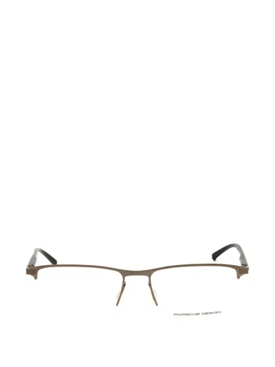 Porsche Design Rectangle-frame Half-rim Glasses In Brown