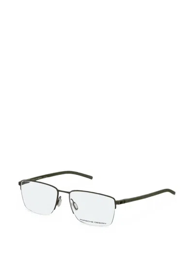 Porsche Design Rectangle-frame Semi-rimless Glasses In Black