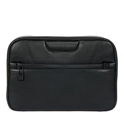 Porsche Design Roadster Leather Evo Wash Bag In Black