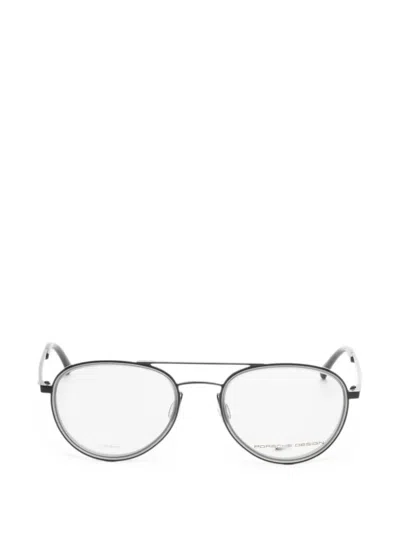 Porsche Design 라운드 프레임 더블 브리지 선글라스 In Gray