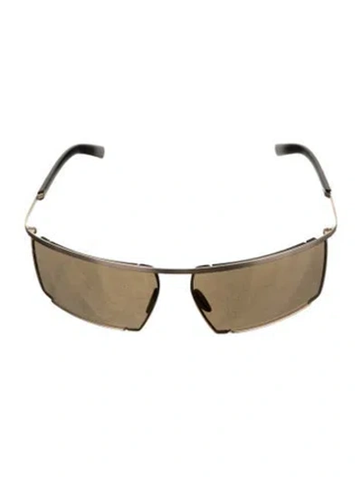 Pre-owned Porsche Design Shield Mirrored Sunglasses In Gold