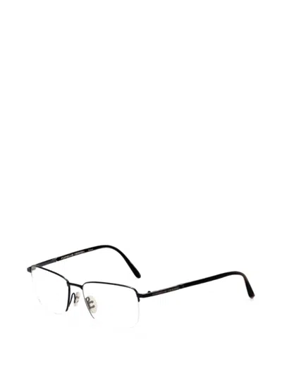 Porsche Design Square-frame Half-rim Glasses In Black