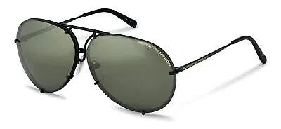 Pre-owned Porsche Design Sunglasses P8478 D 69mm Matte Black / Black Mirror + Brown Lens In Green