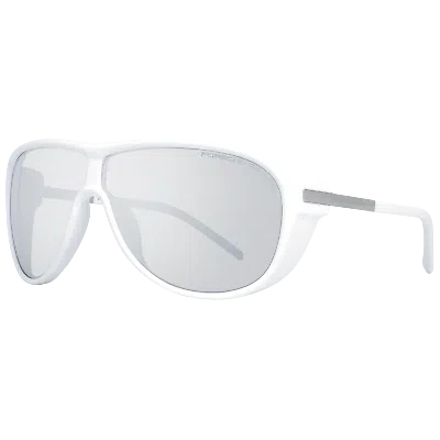 Pre-owned Porsche Design Sunglasses P8598 D 69 Men White/silver Mirrored Pilot-aviator In Silver, Grey