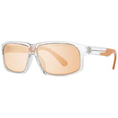 Pre-owned Porsche Design Sunglasses P8908 D 63 Men Transparent Rectangular Orange