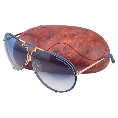 Pre-owned Porsche Design Ultra Rare Vintage Porsche 5623 Blue Leather Frame 1980 Sunglasses Germany