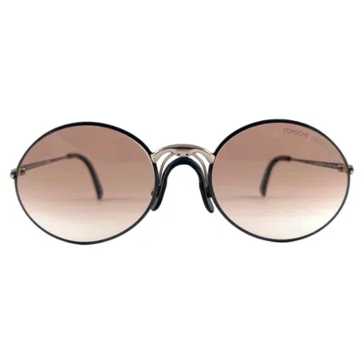 Pre-owned Porsche Design Vintage Porsche 5658 Round Black & Gold Gradient Lenses 80's Sunglasses Austria
