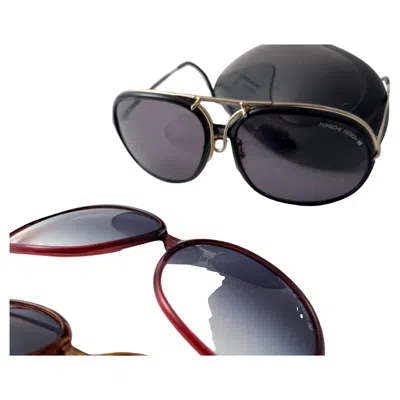 Pre-owned Porsche Design Vintage  5631 Large Interchangeable Half Frame Sunglasses In Black
