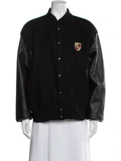 Pre-owned Porsche Design Wool Bomber Jacket In Black