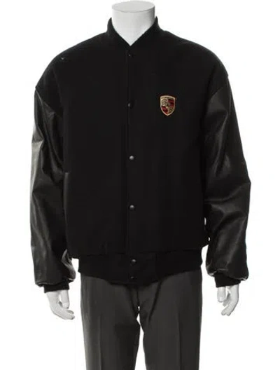 Pre-owned Porsche Design Wool Bomber Jacket In Black