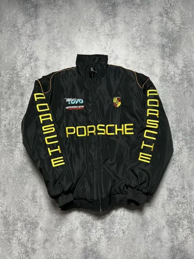 Pre-owned Porsche Design X Racing Vintage Porsche Jacket Racing Big Logo Black