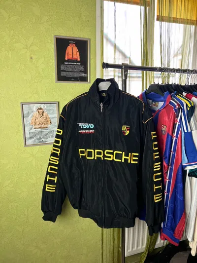 Pre-owned Porsche Design X Racing Vintage Racing Black Jacket Porsche Big Logo F1