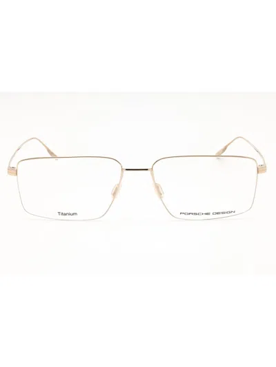 Porsche Titanium Rectangular Eyeglasses For Men In Gold