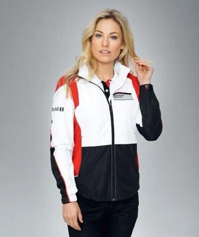 Pre-owned Porsche Women's - Motorsport Collection - Windbreaker Jacket With Hood In White, Red & Black