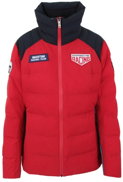 Pre-owned Porsche Women's Winter Quilted Jacket Martini Racing Red Size Eu L Us M